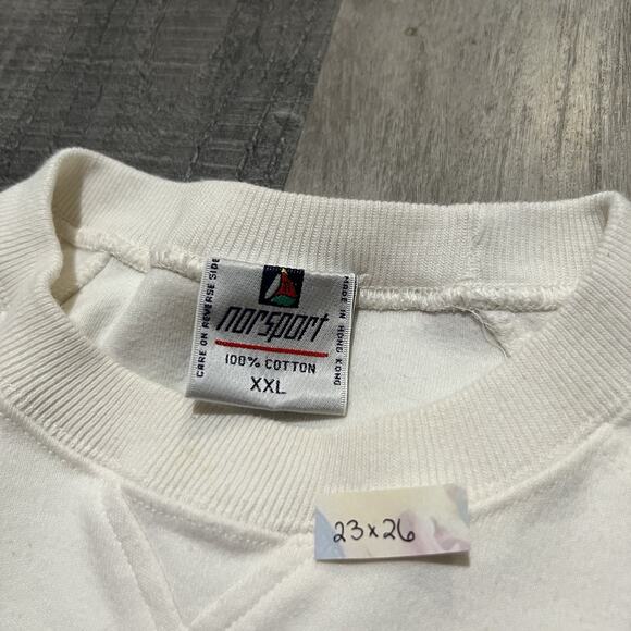 VTG Norsport Nautical Flag White Sailing Sweatshirt 90s Cotton Pockets Boating - Picture 5 of 5